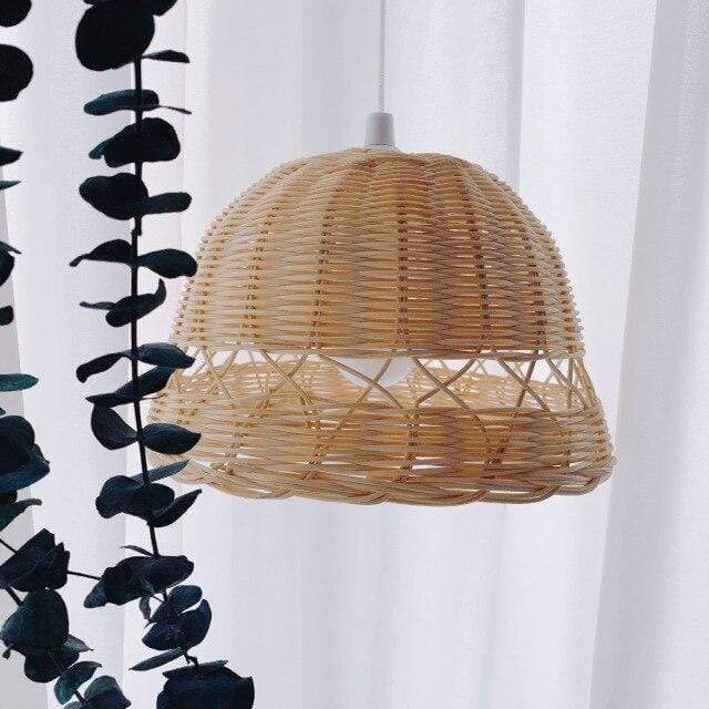 Abat-jour de Plafond en Rotin Tissé pour Intérieur 0