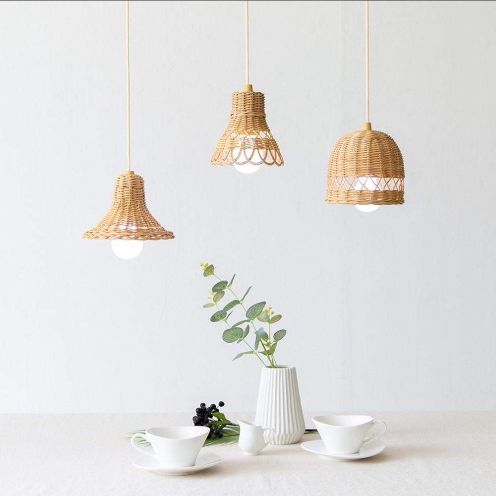 Abat-jour de Plafond en Rotin Tissé pour Intérieur 1