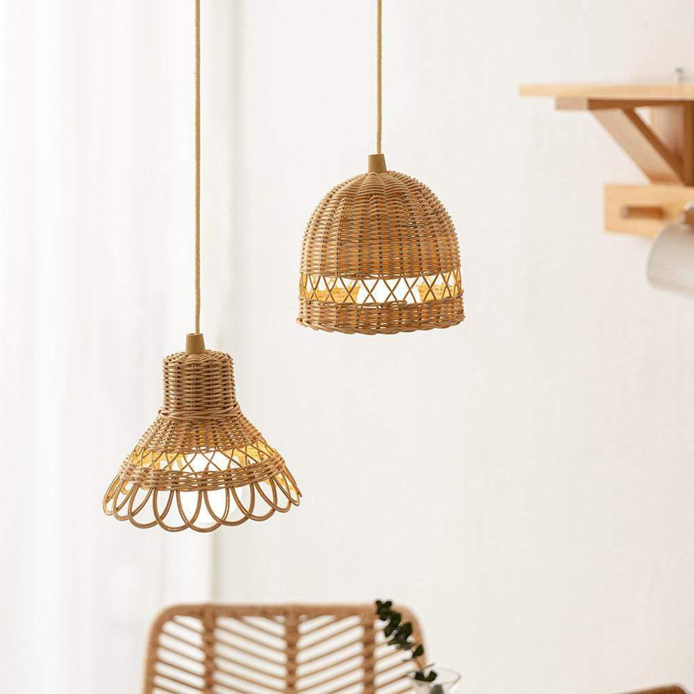Abat-jour de Plafond en Rotin Tissé pour Intérieur 2