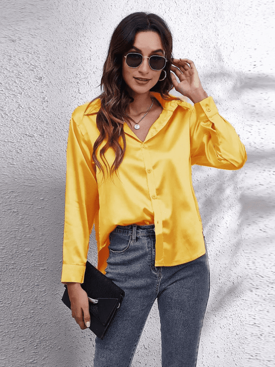 Blouse à Manches Longues Satinée Femme Chic 8