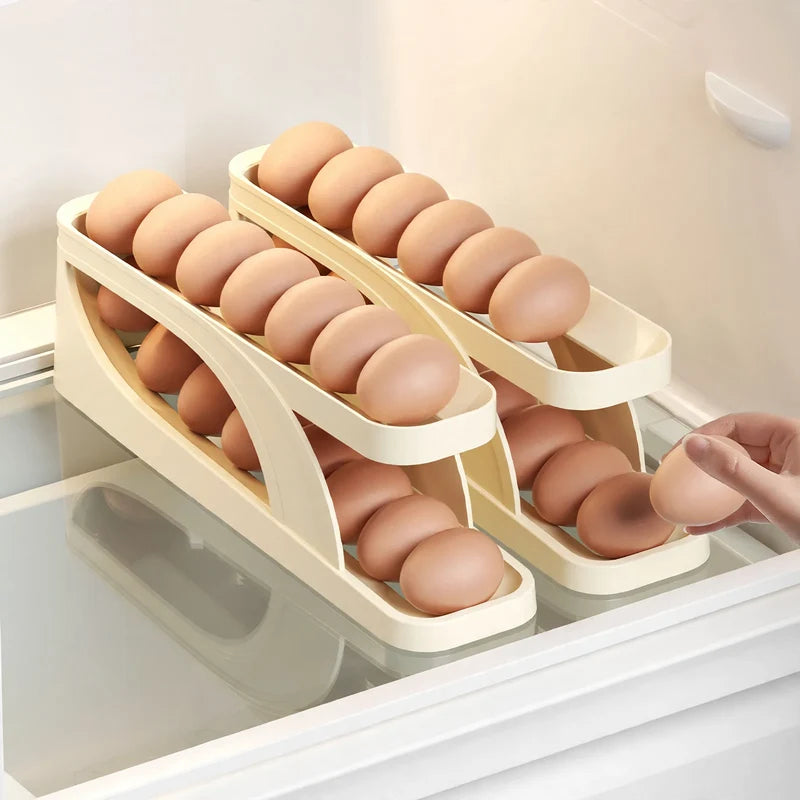 Boîte à Œufs Pratique avec Système de Rotation pour Réfrigérateur, Double Compartiment 1