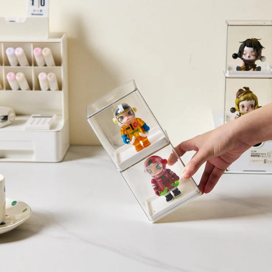 Boîte d'exposition empilable pour figurines de collection avec couvercle amovible 2