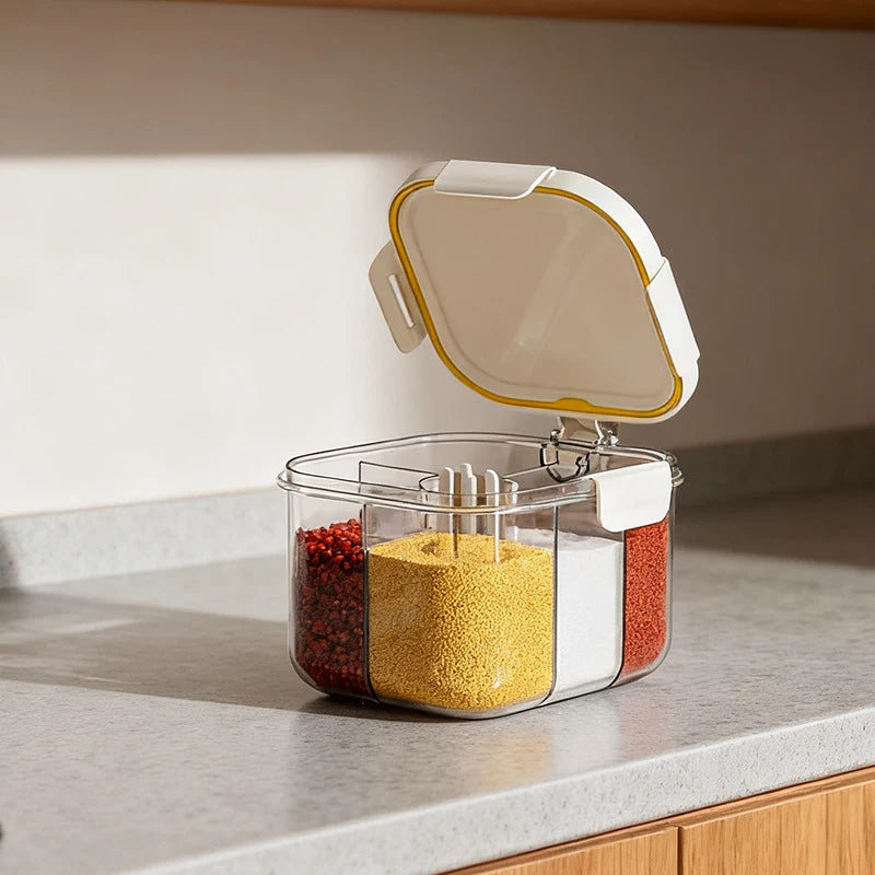 Boîte de Rangement Cuisine à Trois Compartiments avec Fermeture Sécurisée 0