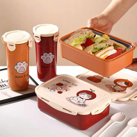 Boîte de rangement alimentaire ludique pour femmes motif chat 6