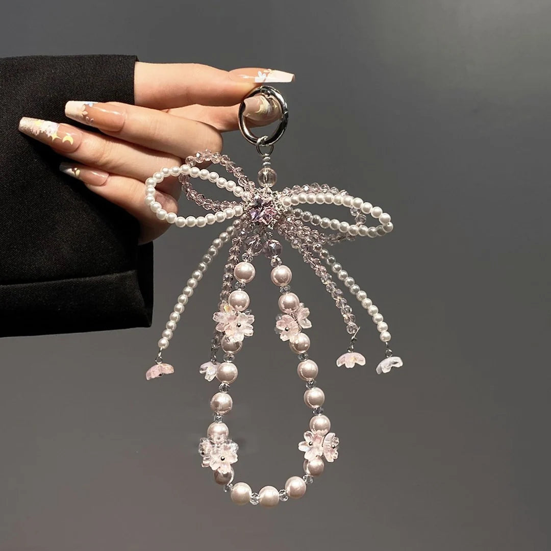 Breloque pour sac à main avec perles et motifs floraux 0