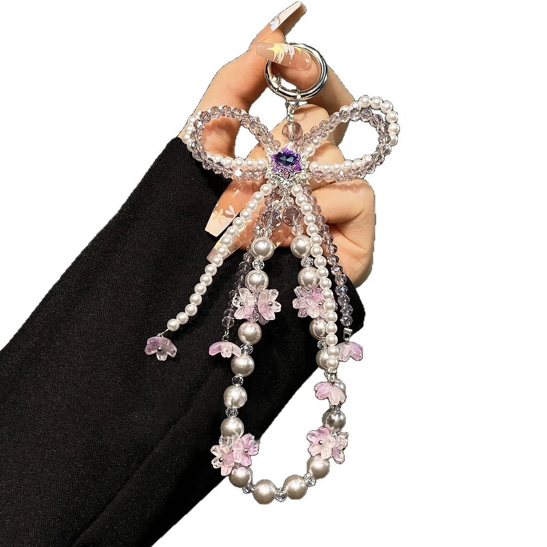 Breloque pour sac à main avec perles et motifs floraux 1