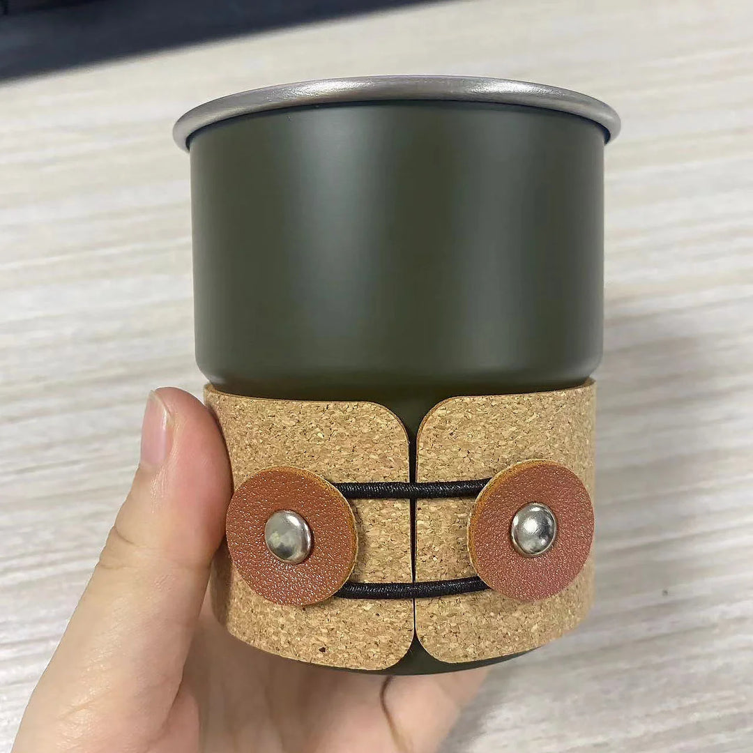 Cafetière Portable en Acier Inoxydable avec Poignée en Cuir pour Femme et Homme 0
