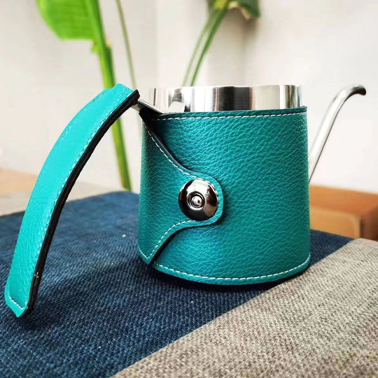 Cafetière Portable en Acier Inoxydable avec Poignée en Cuir pour Femme et Homme 2