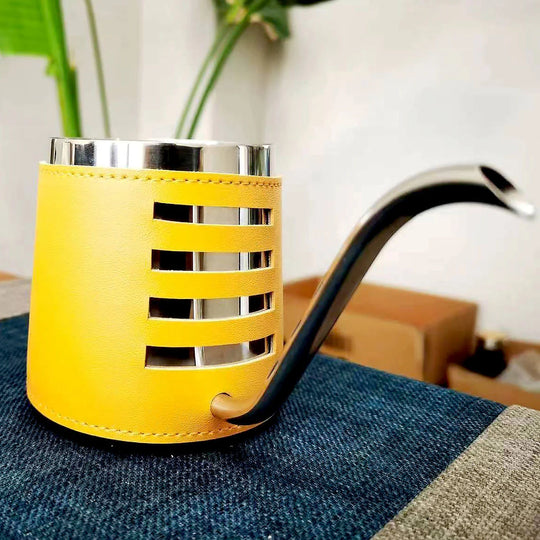 Cafetière Portable en Acier Inoxydable avec Poignée en Cuir pour Femme et Homme 7
