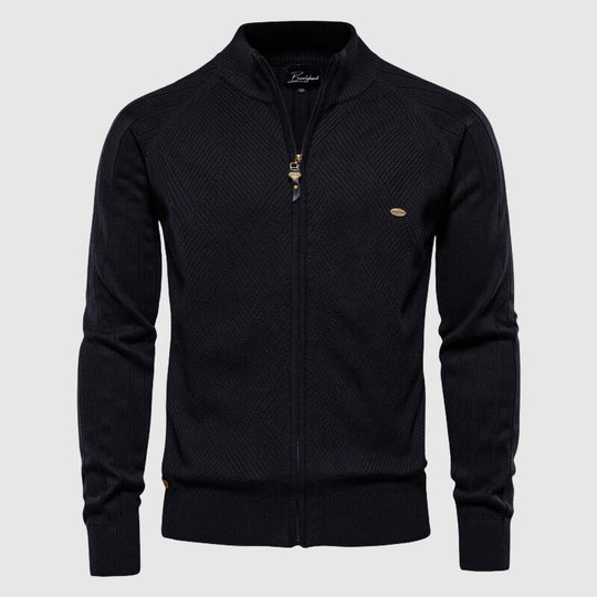 Cardigan Zippé pour Hommes en Tricot à Col Montant 1