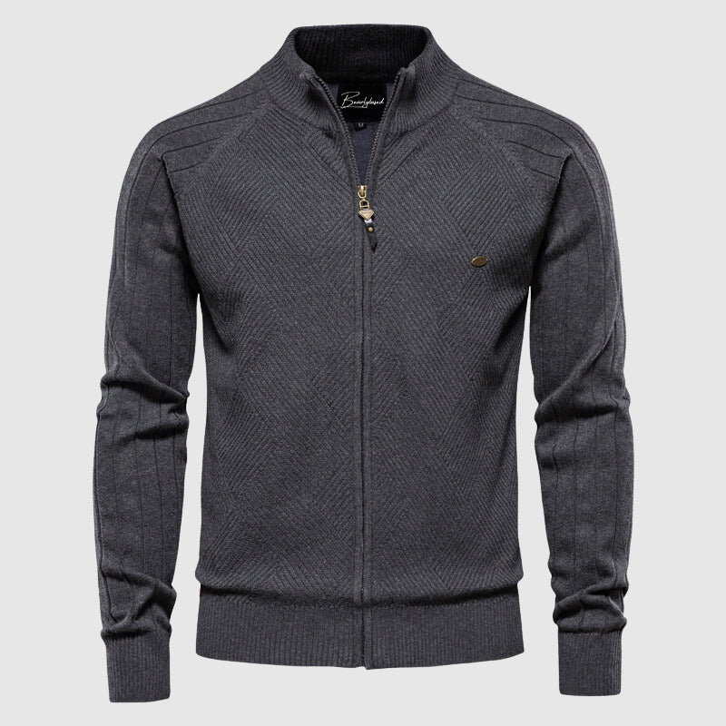 Cardigan Zippé pour Hommes en Tricot à Col Montant 3