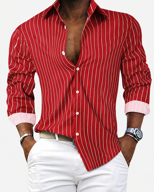 Chemise Homme Classique à Rayures Coupe Ajustée