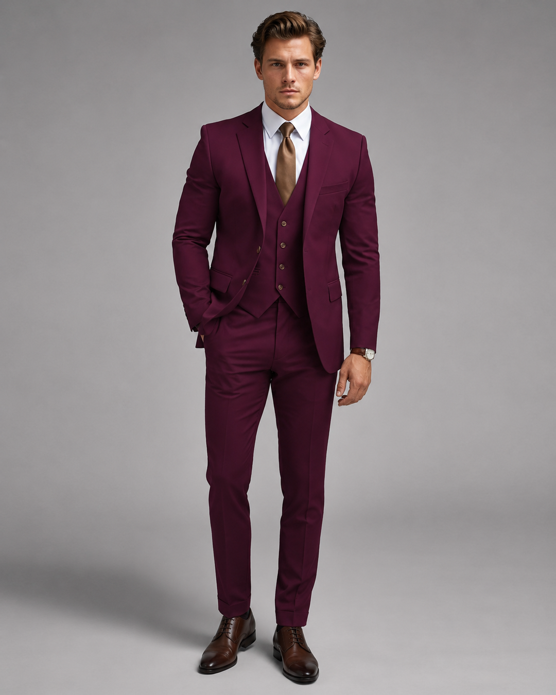 Costume de mariage 3 pièces pour homme avec gilet