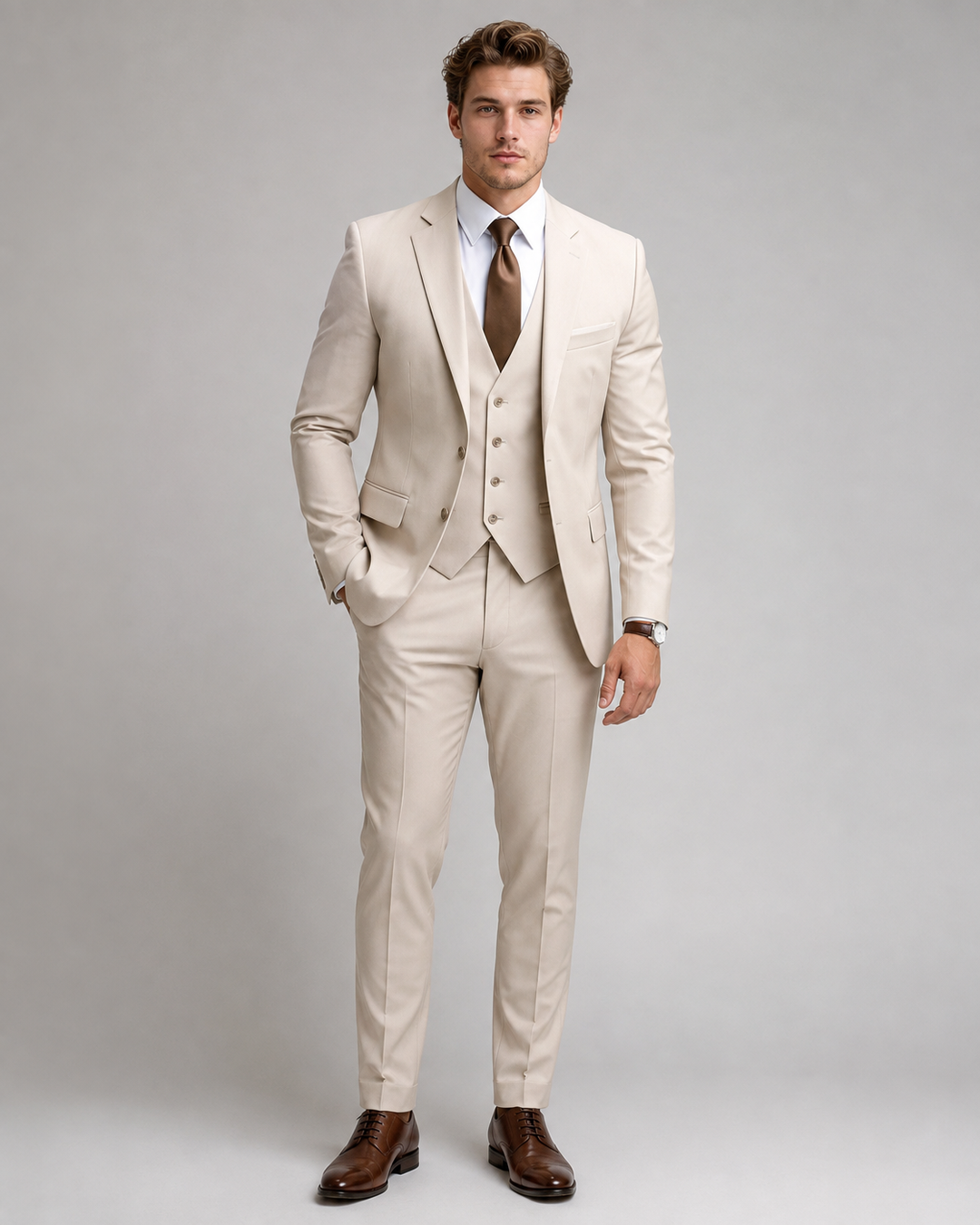 Costume de mariage 3 pièces pour homme avec gilet