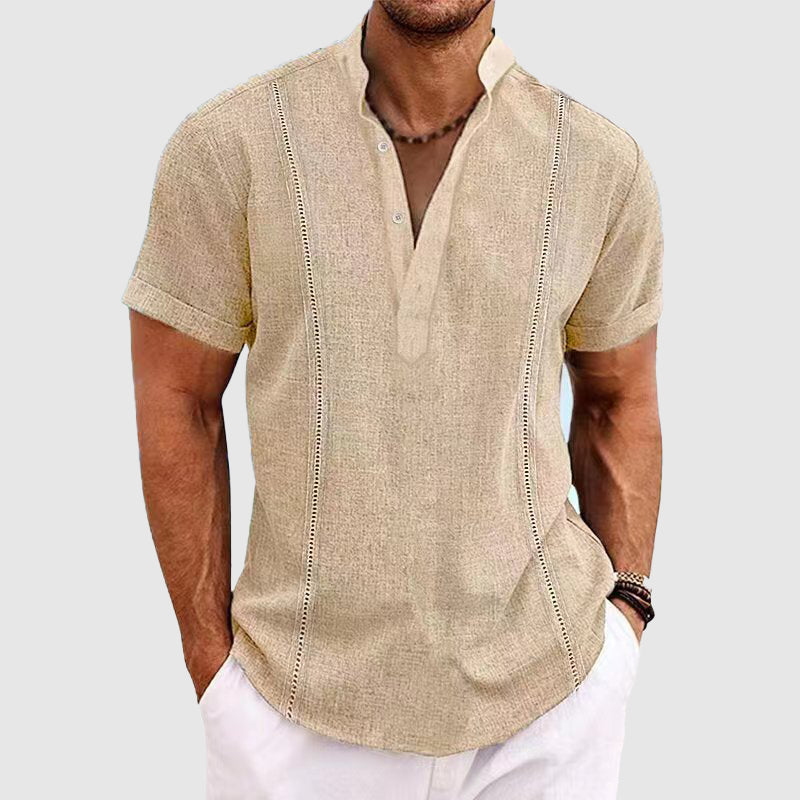 Chemise Henley pour Hommes à Manches Courtes en Tissu Respirant 1