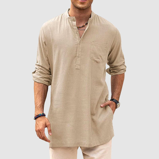 Chemise Henley pour Hommes à Manches Longues avec Poche 1