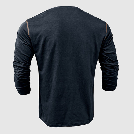 Chemise Henley pour Hommes en Coton Longue Manche avec Patte de Boutonnage 6