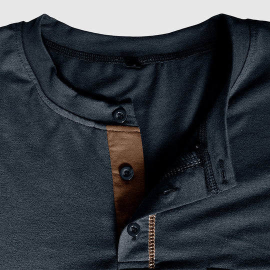 Chemise Henley pour Hommes en Coton Longue Manche avec Patte de Boutonnage 7