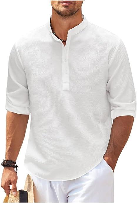 Chemise Homme Henley Manches Longues Tissu Léger 4