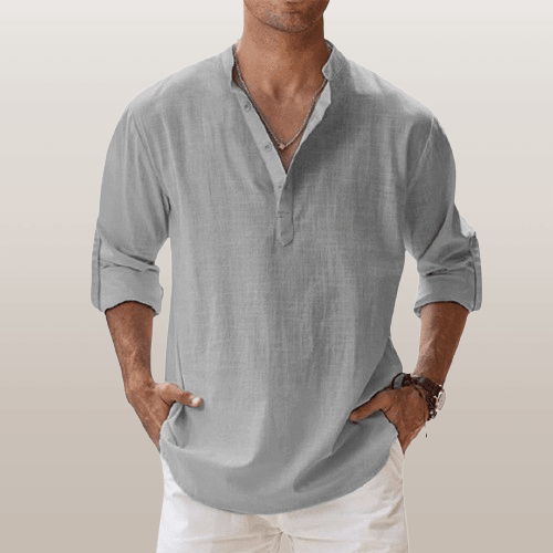 Chemise Homme Henley Manches Longues en Lin Mélangé 10