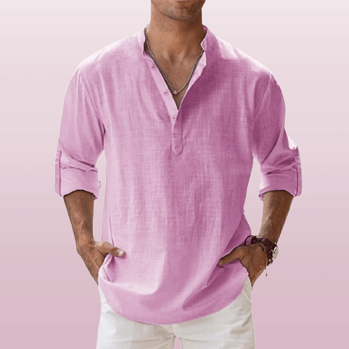 Chemise Homme Henley Manches Longues en Lin Mélangé 9