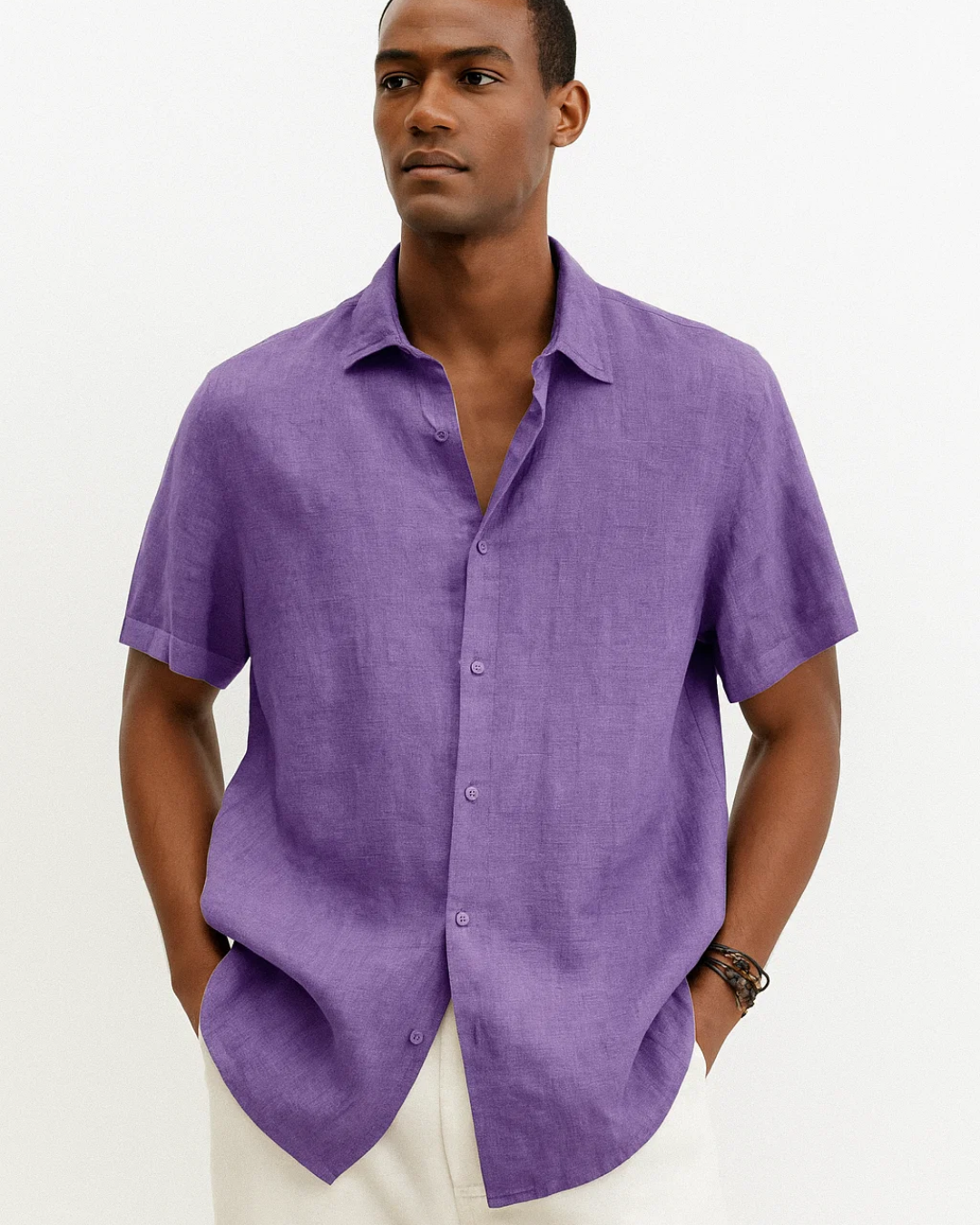Chemise Homme Manche Courte Décontractée avec Poche 2