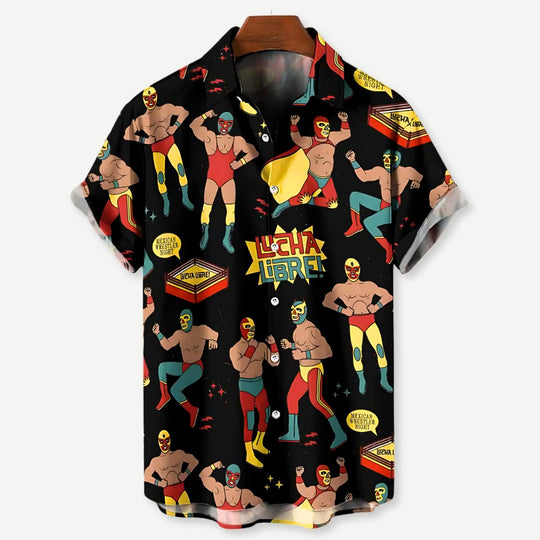 Chemise Lucha Libre Décontractée en Tissu Léger 3
