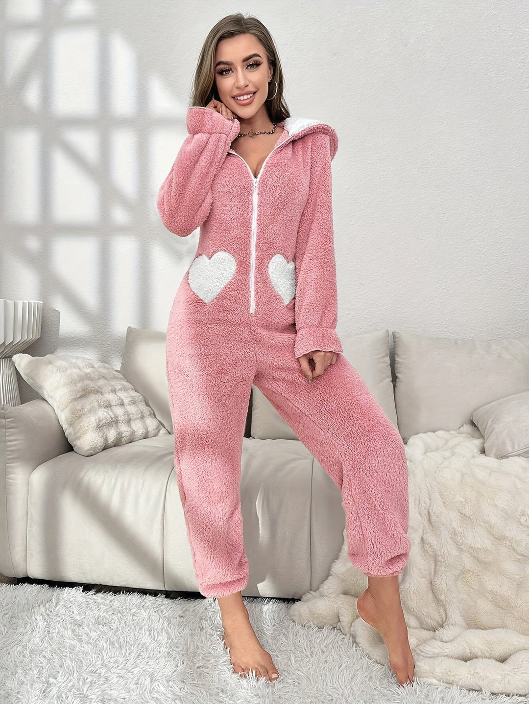 Combinaison Femme Hivernale À Capuche Avec Manches Longues 4