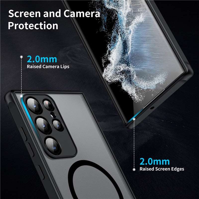 Coque Téléphone Magnétique Antichoc Pour Smartphone Samsung Avec Anneau Compatible MagSafe 1