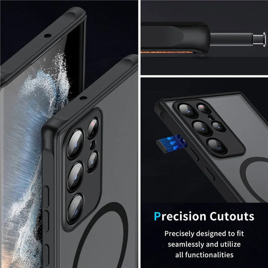 Coque Téléphone Magnétique Antichoc Pour Smartphone Samsung Avec Anneau Compatible MagSafe 2