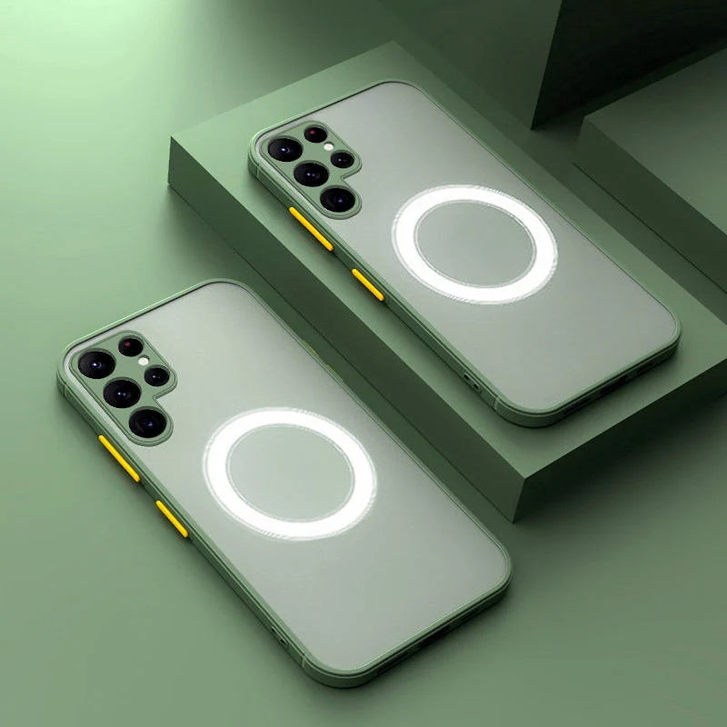 Coque Téléphone Magnétique Antichoc Pour Smartphone Samsung Avec Anneau Compatible MagSafe 8