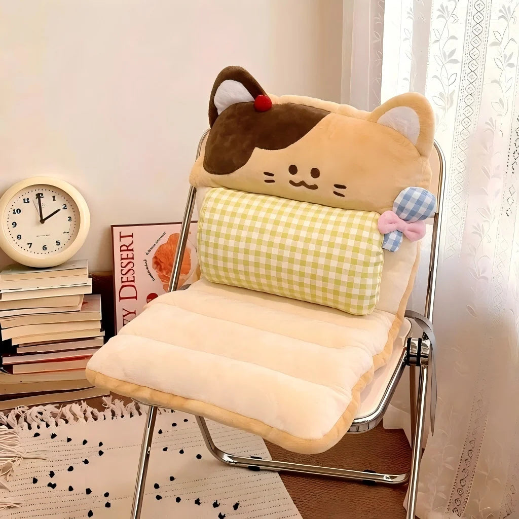 Coussin d'assise avec dossier haut et coussin lombaire amovible motif chat 3