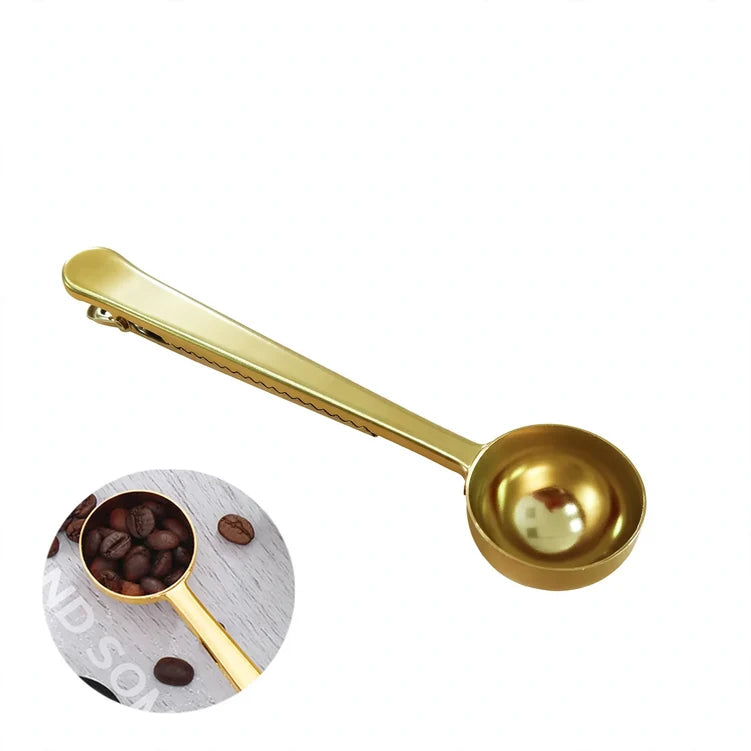 Cuillère à café multifonction avec pince de fermeture pour cuisine 1