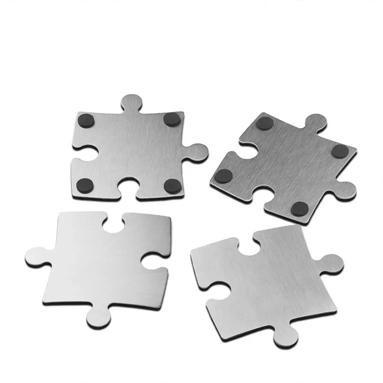 Dessous de verre pour table motif puzzle en acier inoxydable 1