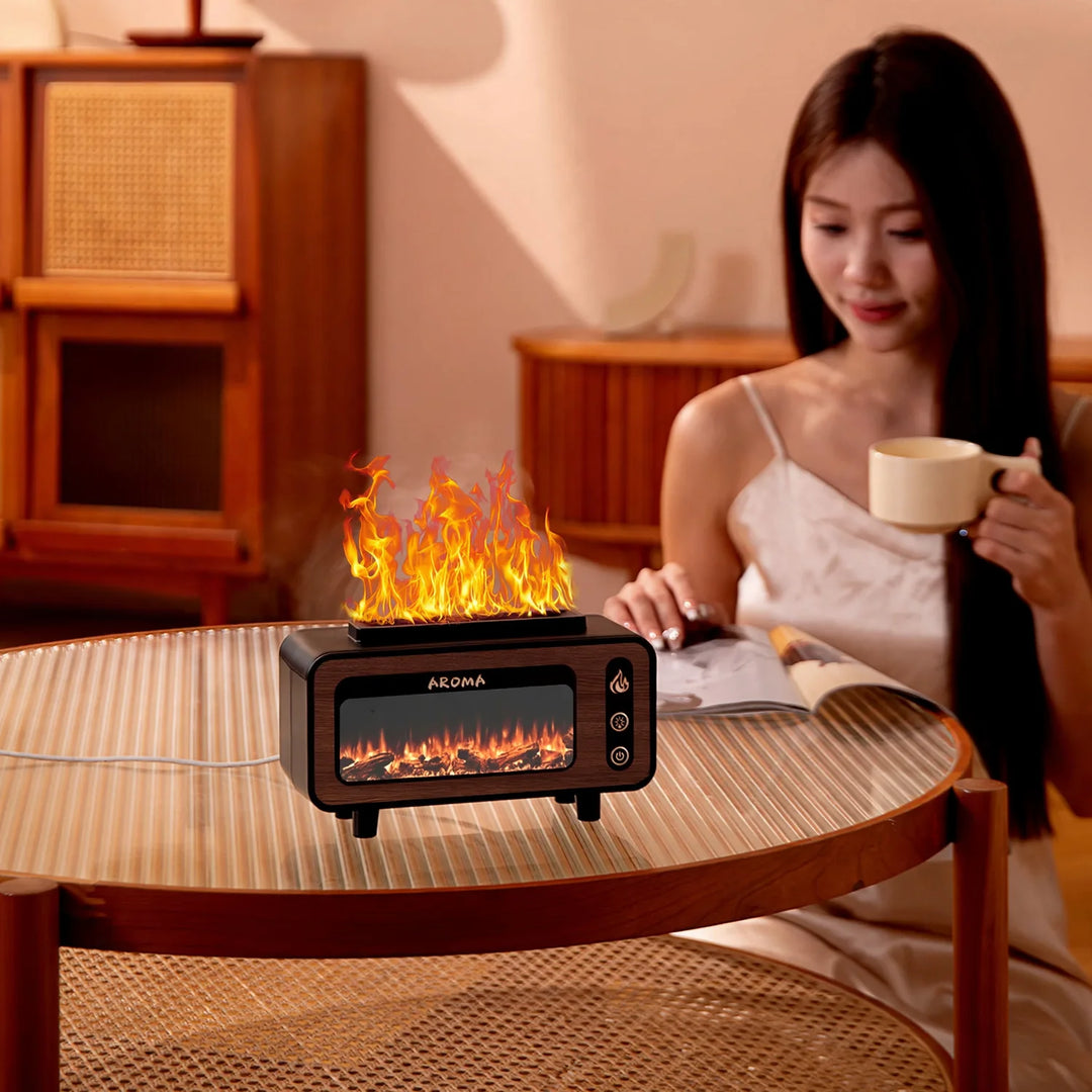 Diffuseur d'arômes à effet flamme avec technologie ultrasonique et éclairage LED 1