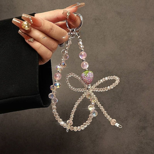 Dragonne de téléphone pour femme avec breloques perlées artistiques 0