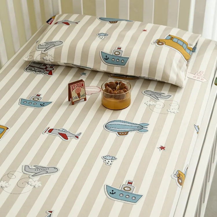 Ensemble Drap-Housse Bébé Motif Élégant Respirant 8