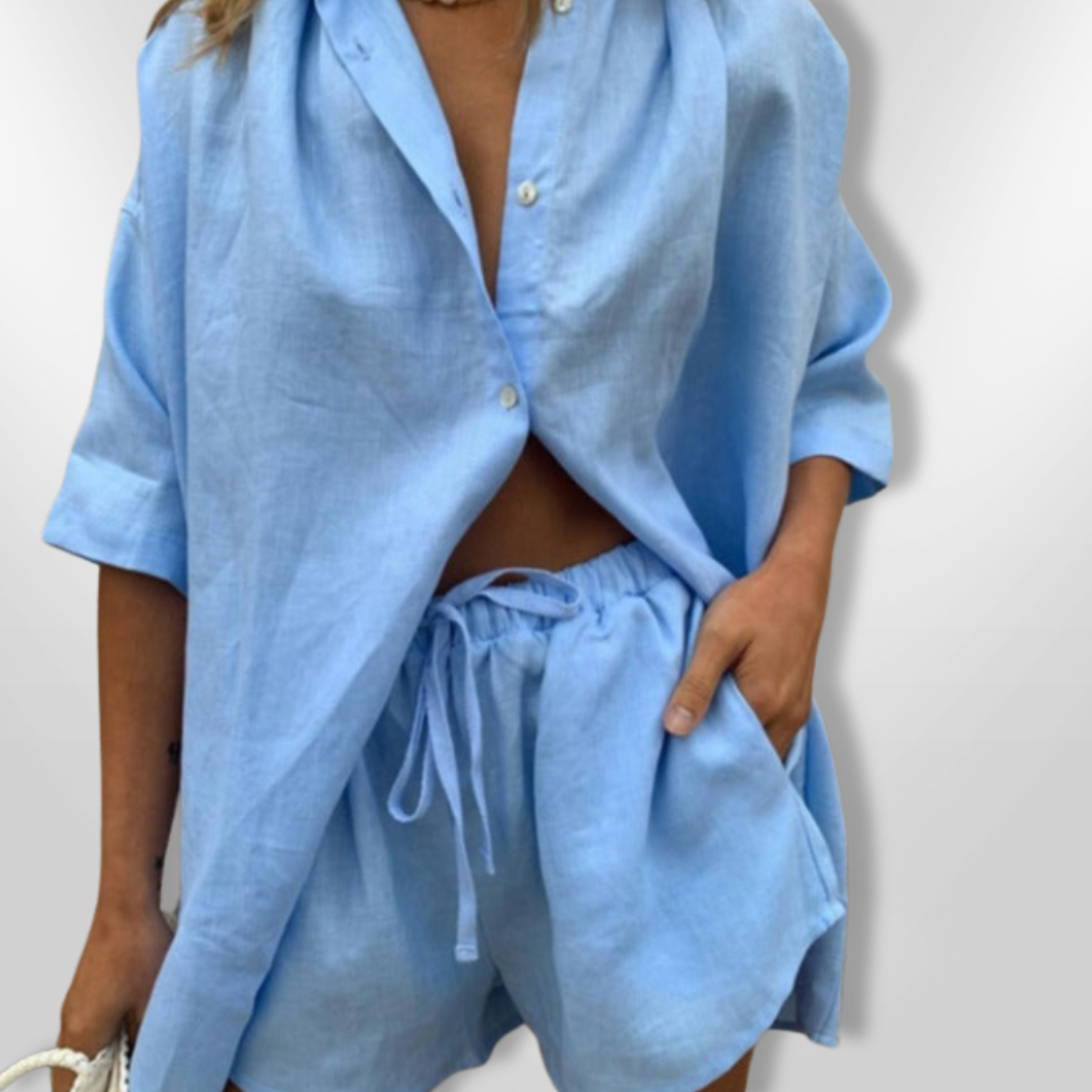 Ensemble d'Été Femme Chemise Oversize et Short Ajustable 4