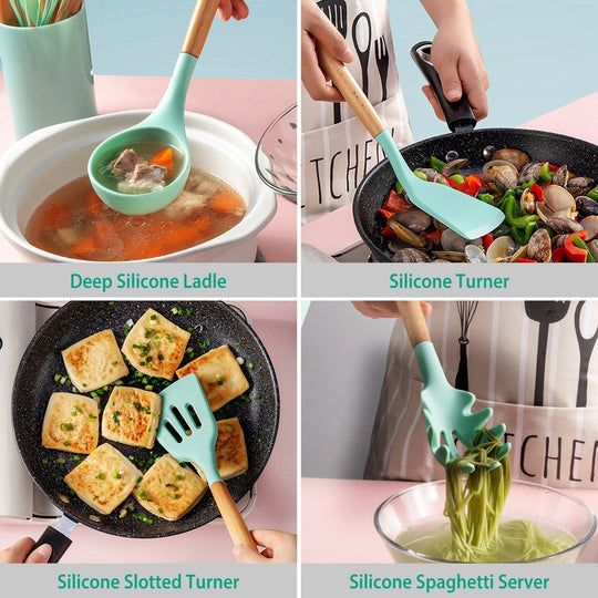 Ensemble d'Ustensiles de Cuisine en Silicone pour Femmes 8