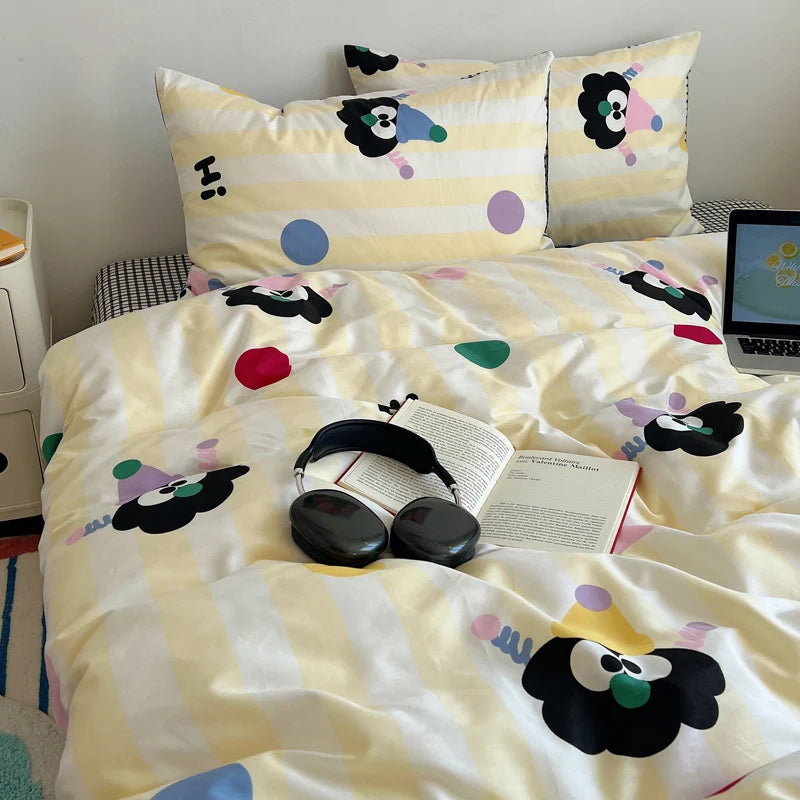 Ensemble de Literie Enfant Motif Rayures et Chats 2