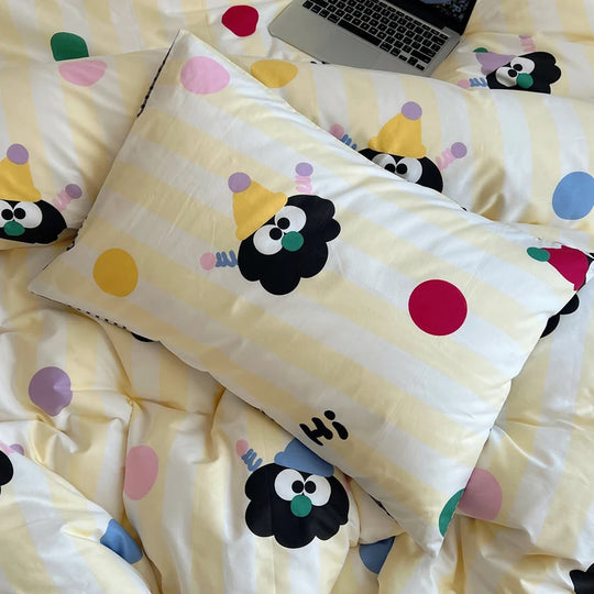 Ensemble de Literie Enfant Motif Rayures et Chats 4