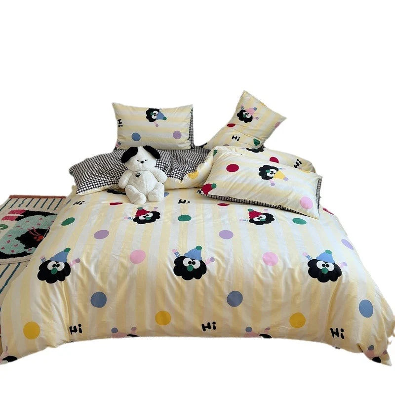 Ensemble de Literie Enfant Motif Rayures et Chats 5