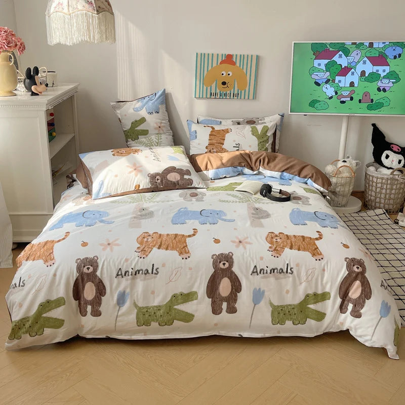 Ensemble de Literie Enfant Motif Rayures et Chats 6