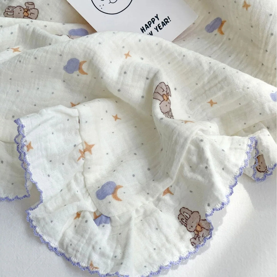 Ensemble de housses de coussin enfant à volants et imprimé lapin 4