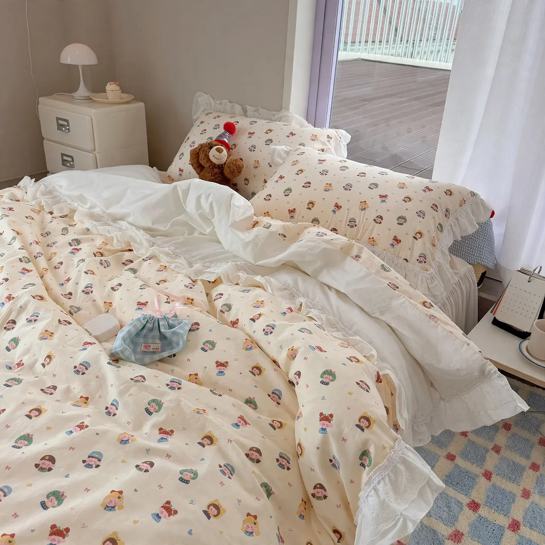 Ensemble de linge de lit pour femme style coréen 4 pièces 3