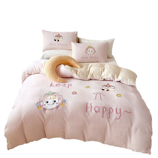 Ensemble de literie enfant avec couverture polaire et taies d'oreiller à motif lapin 5