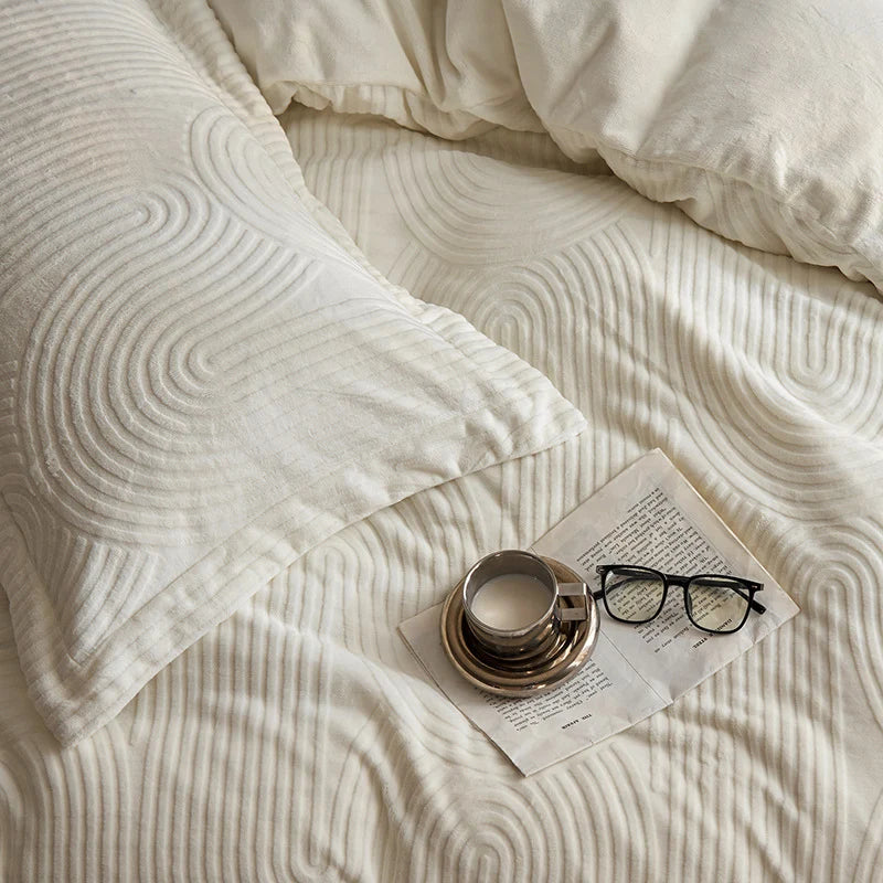 Ensemble de literie matelassé microfibre à texture ondulée 4