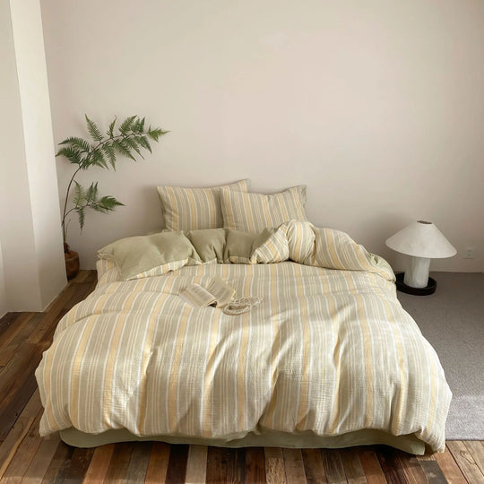 Ensemble de literie rayé léger pour chambre apaisante 6