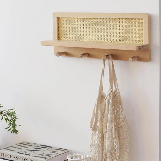 Étagère Murale en Bois avec Crochets Modernes 2