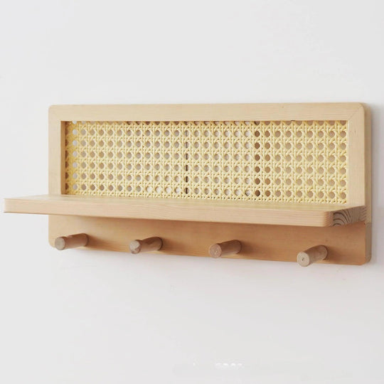 Étagère Murale en Bois avec Crochets Modernes 5